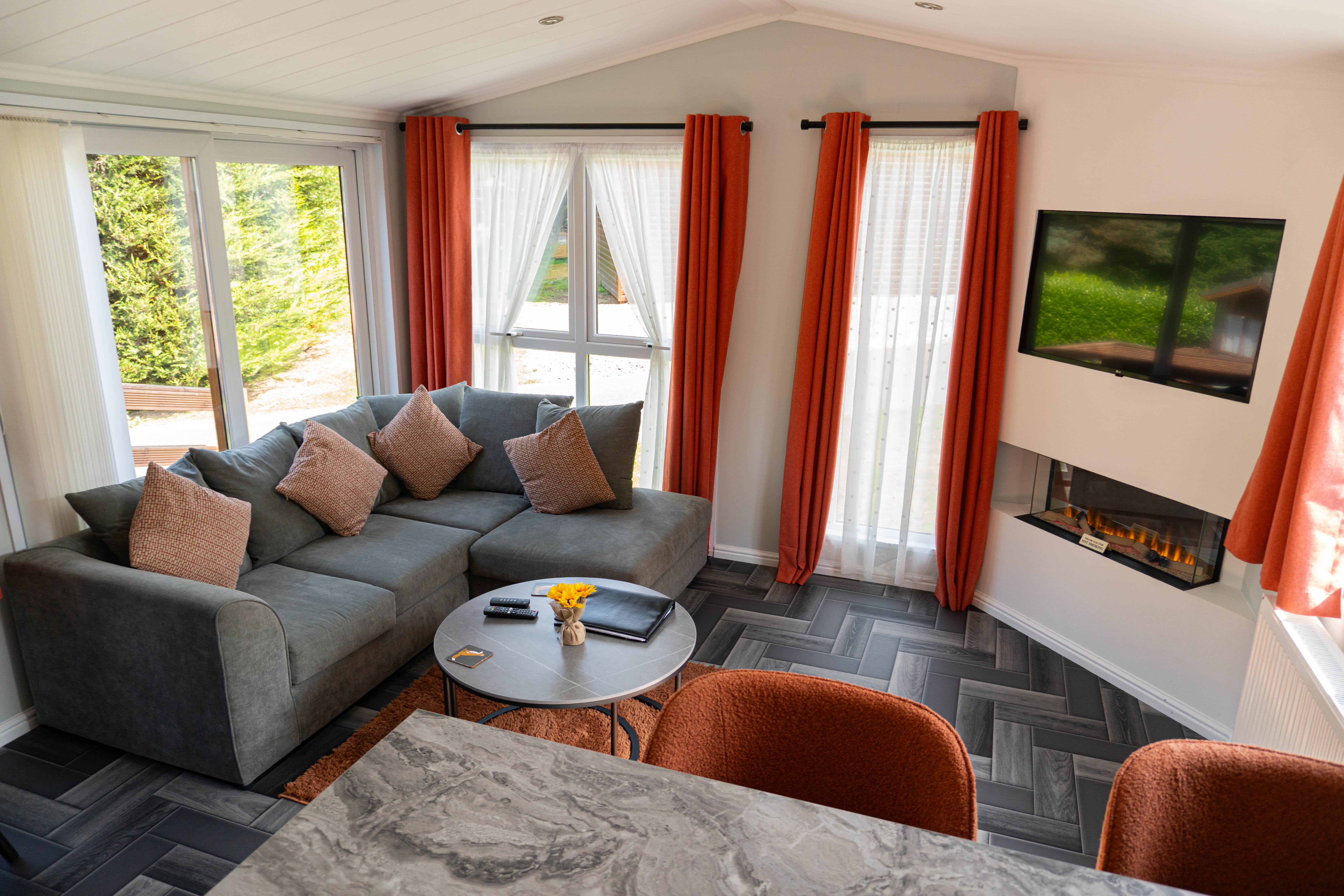 Open plan living Buxton lodges